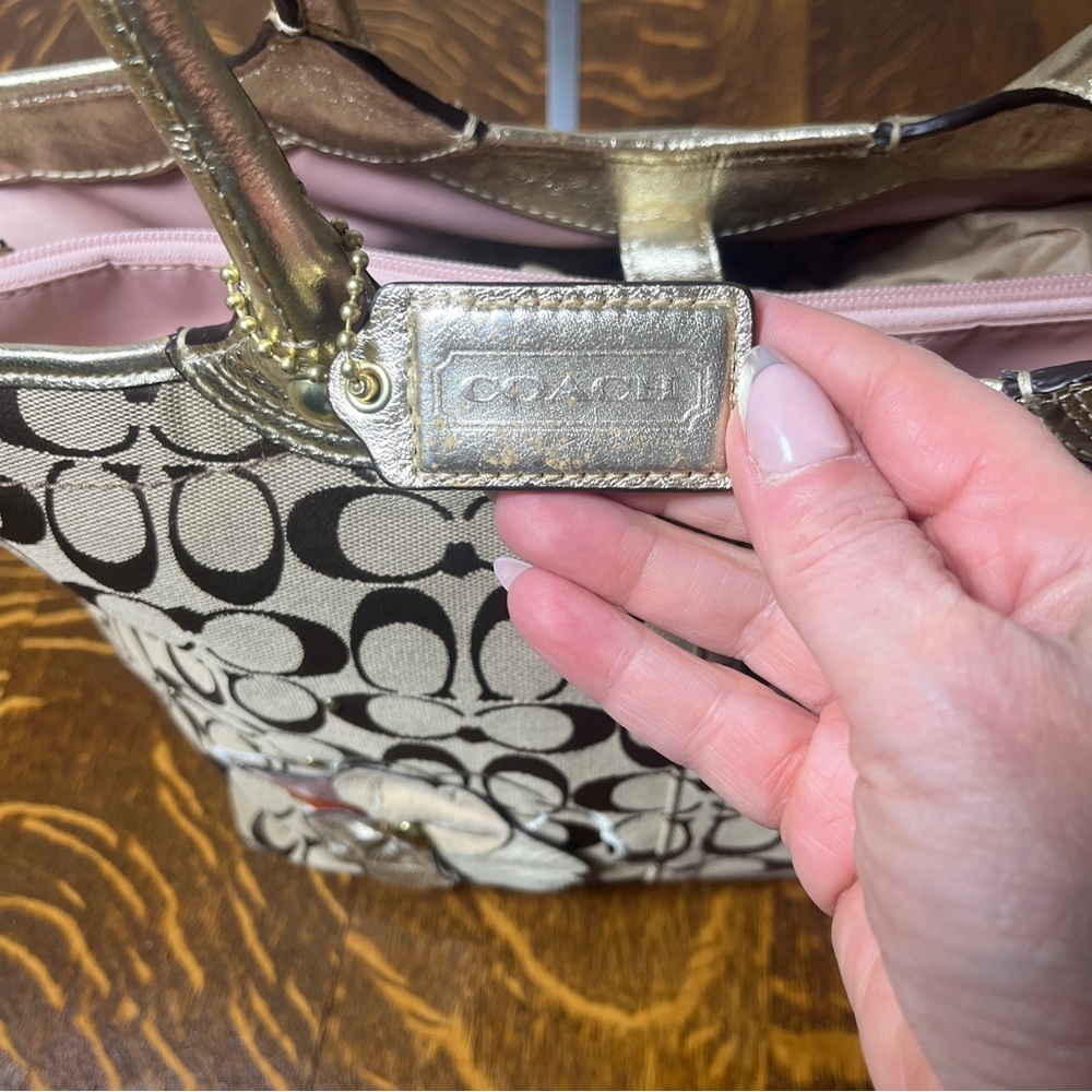 Coach Bleeker Signature Floral and Gold Tote Bag - Picture 3 of 14